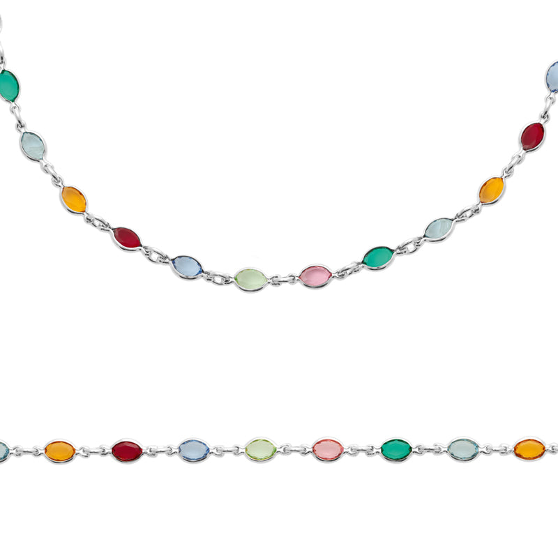 Sterling Silver Multicoloured Necklace