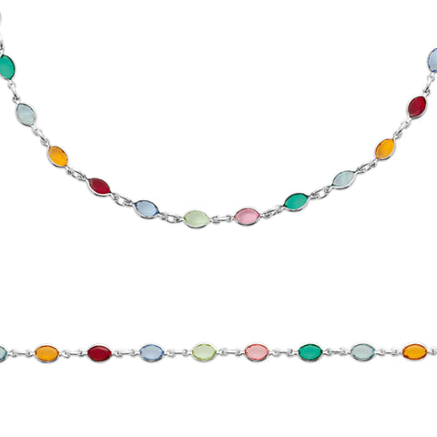 Sterling Silver Multicoloured Necklace