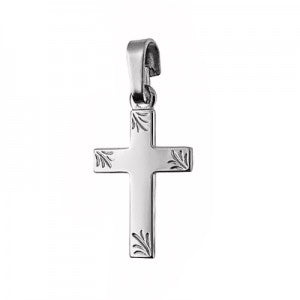 Fine Silver Engraved Cross Pendant