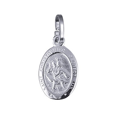 Sterling Silver Oval St Christopher Pendant