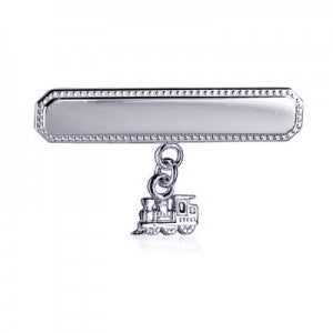 Sterling Silver Baby Brooch With Train Dangle