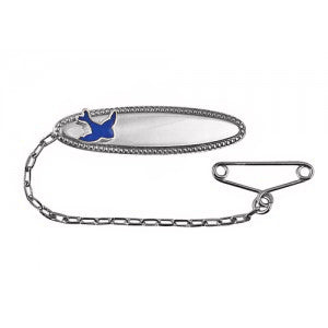 Sterling Silver Oval Blue Bird Baby Brooch