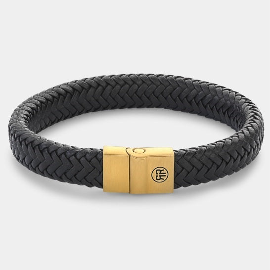 Rebel & Rose Full Metal Herringbone Black Gold Bracelet