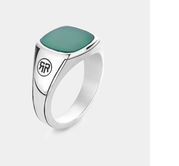 Rebel & Rose Ring Square Green Jade