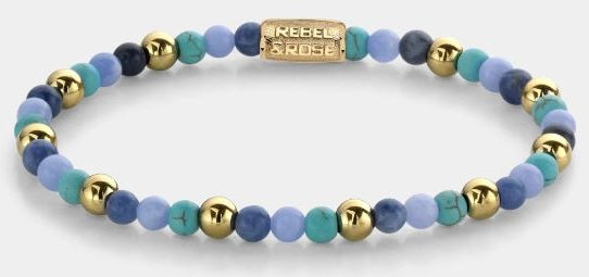 Rebel & Rose Winter Blues - 18ct Yellow Gold Ionplated Bracelet