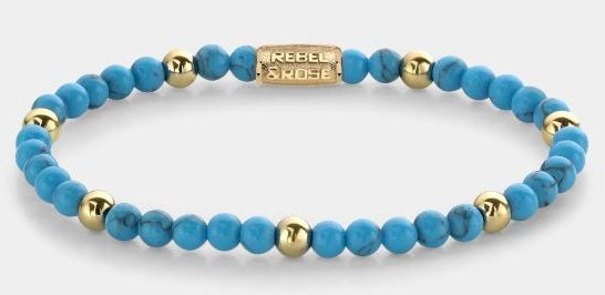 Rebel & Rose Turquoise Delight - 18ct Yellow Gold Ionplated Bracelet