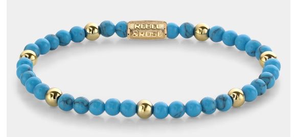 Rebel & Rose Turquoise Delight - 18ct Yellow Gold Ionplated Bracelet