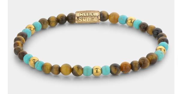 Rebel & Rose Mix Tiger Turquoise - 18ct Yellow Gold Ionplated
