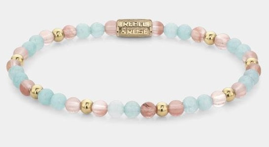 Rebel & Rose Pink Rose & Blue Bracelet