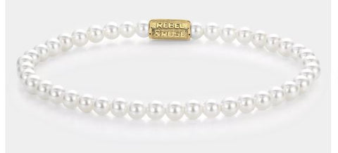 Rebel & Rose Pearl Gem Gold Bracelet 4mm
