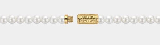 Rebel & Rose Necklace Pearl Gem Gold 6mm 38cm