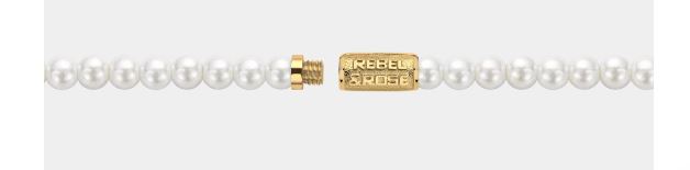 Rebel & Rose Necklace Pearl Gem Gold 6mm 42cm