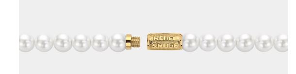 Rebel & Rose Necklace Pearl Gem Gold 8mm 38cm