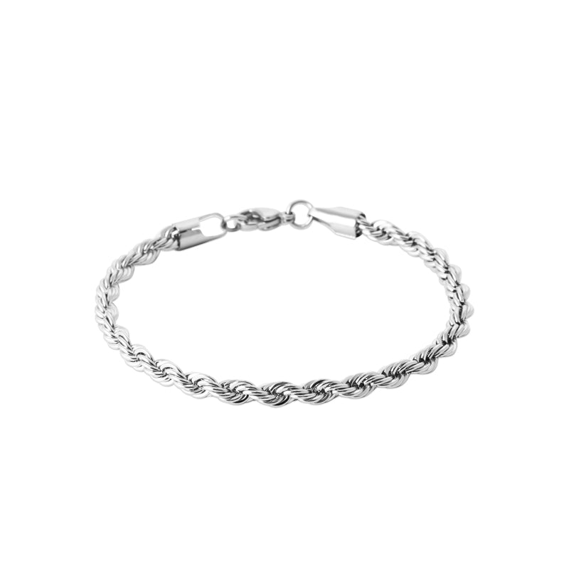 Stainless Steel Twisted Rope Chain Bracelet 21cm