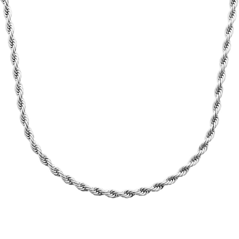 Stainless Steel Twisted Rope Chain Necklace 55cm
