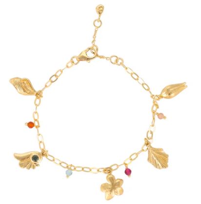 Chryssa Gemstone and Charm Gold Plated Bracelet