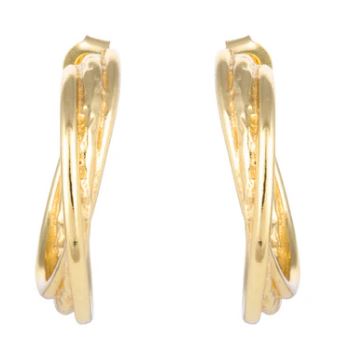 Chryssa Criss Cross Hoop Gold Plated Stud Earrings