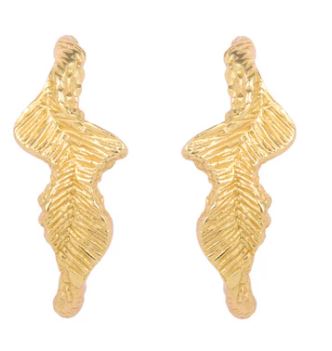 Chryssa Textured Gold Plated Drop Stud Earrings
