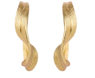 Chryssa Gum Leaf Gold Plated Hoop Stud Earrings