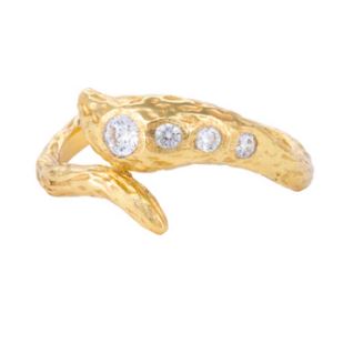 Chryssa Gold Plated Twist Ring With Clear CZ
