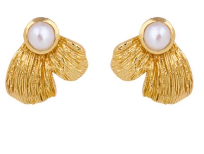 Chryssa Freshwater Pearl Gold Plated Stud Earrings