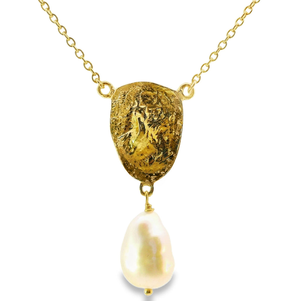 Chryssa Gold Plated Freshwater Pearl Drop Necklace