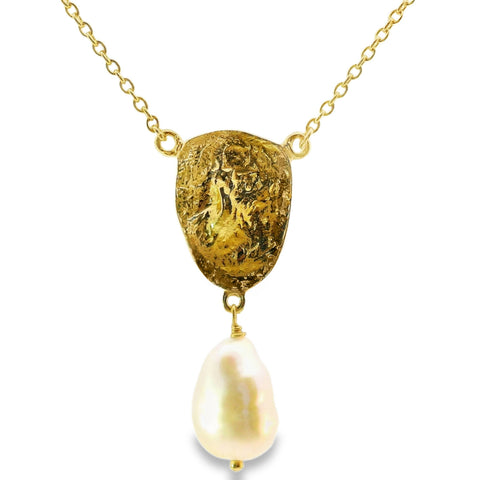 Chryssa Gold Plated Freshwater Pearl Drop Necklace