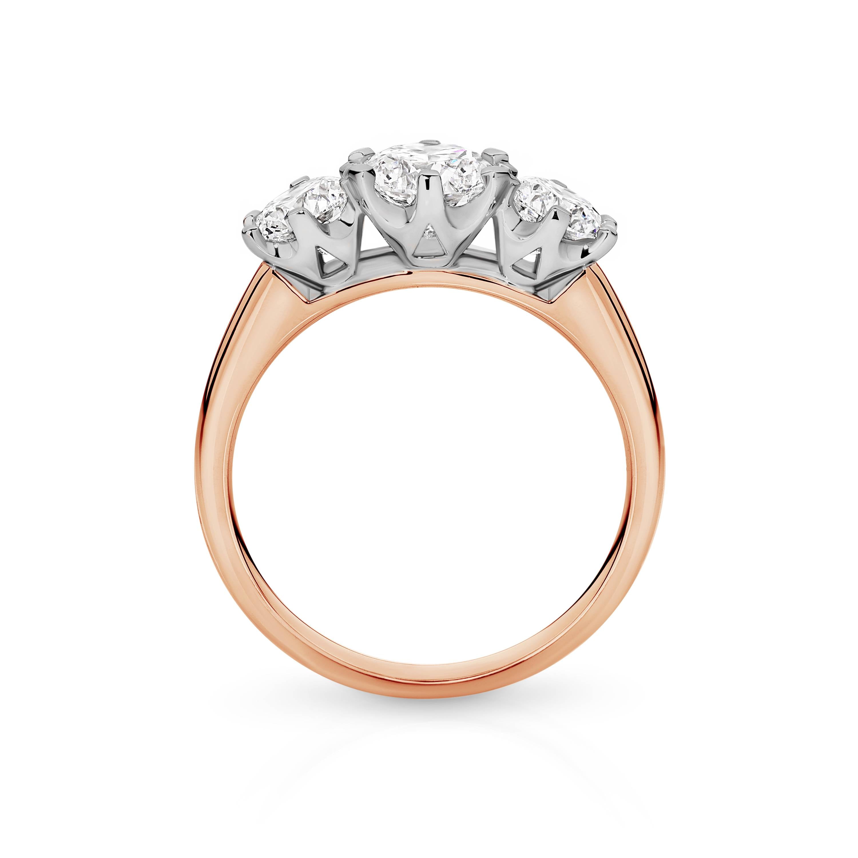 Charlotte Diamond Trilogy Round Brilliant Cut Engagement Ring