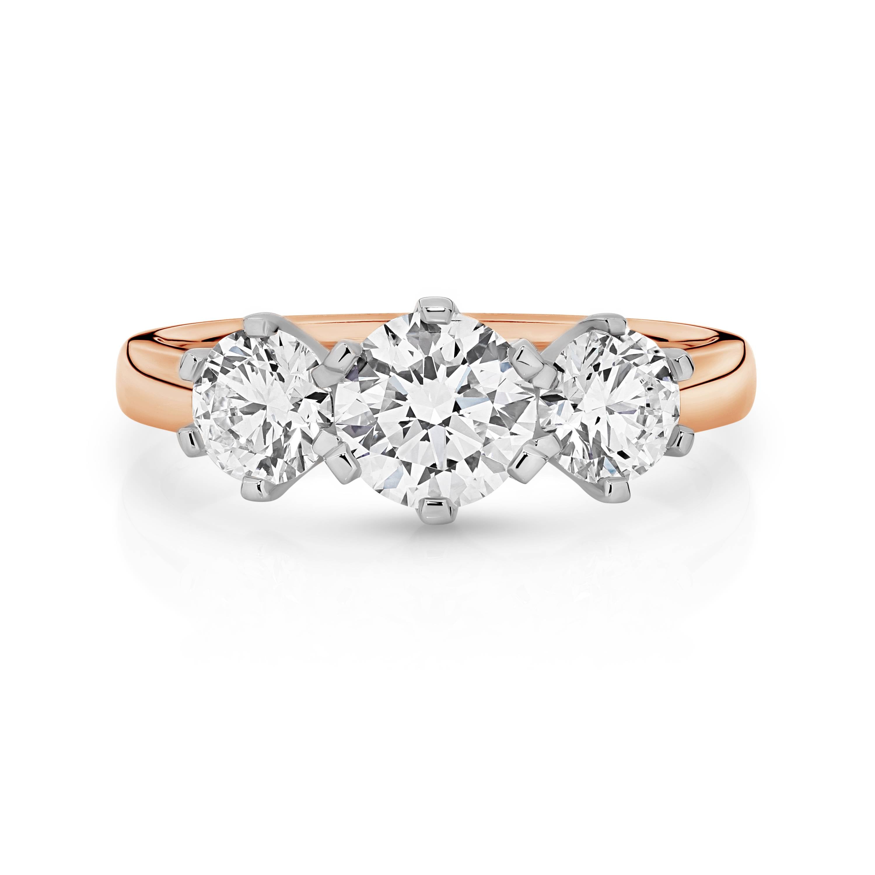 Charlotte Diamond Trilogy Round Brilliant Cut Engagement Ring