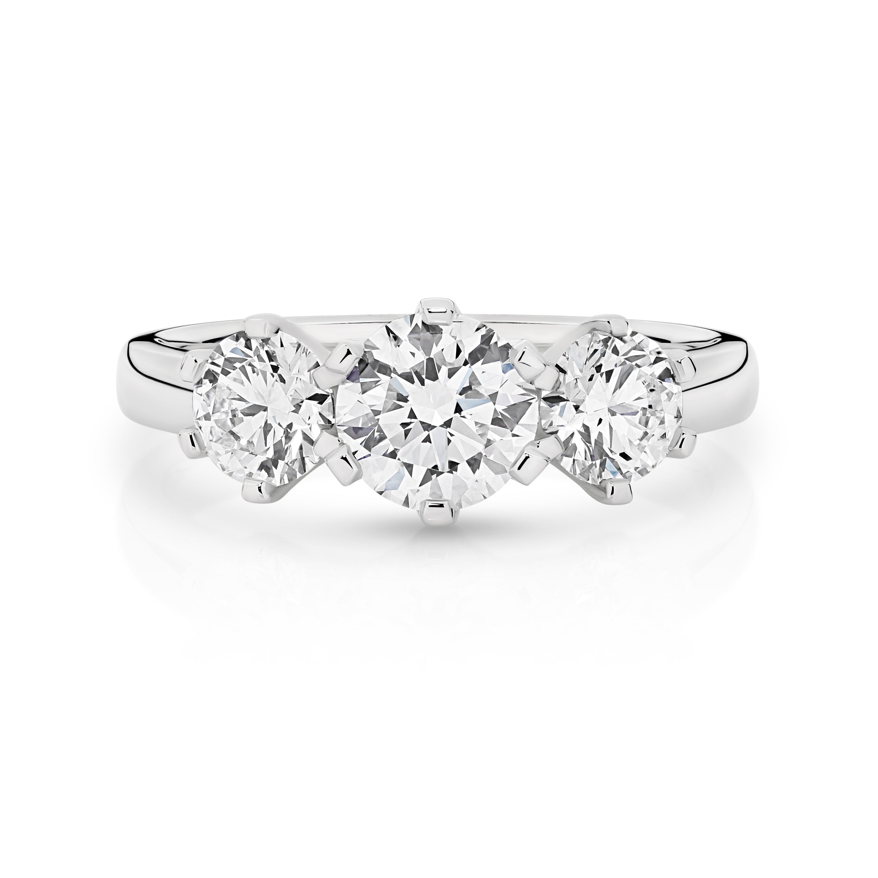 Charlotte Diamond Trilogy Round Brilliant Cut Engagement Ring