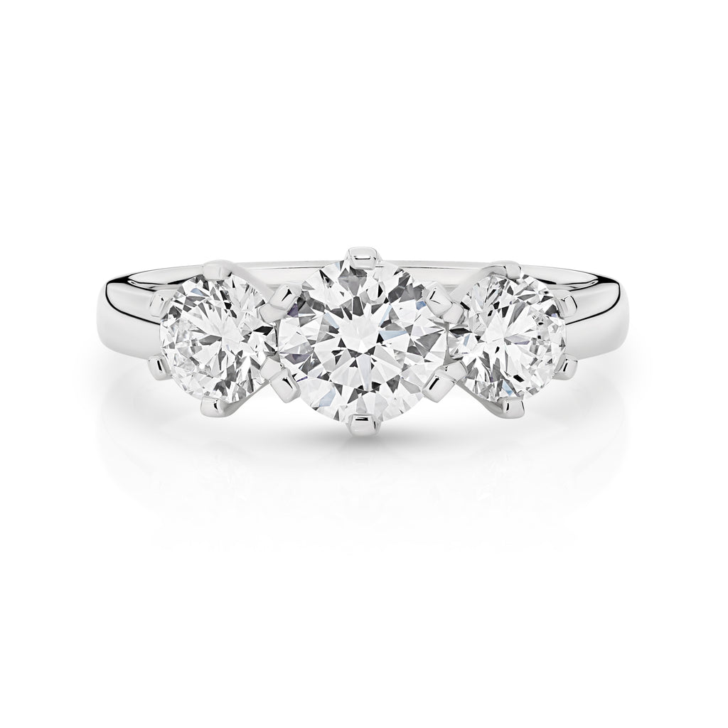 Charlotte Diamond Trilogy Round Brilliant Cut Engagement Ring