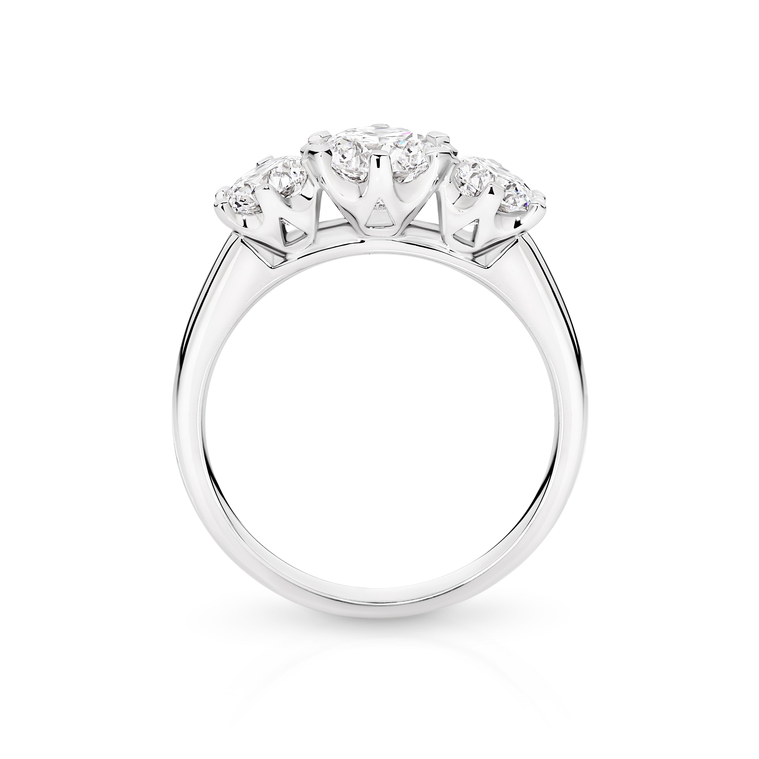 Charlotte Diamond Trilogy Round Brilliant Cut Engagement Ring
