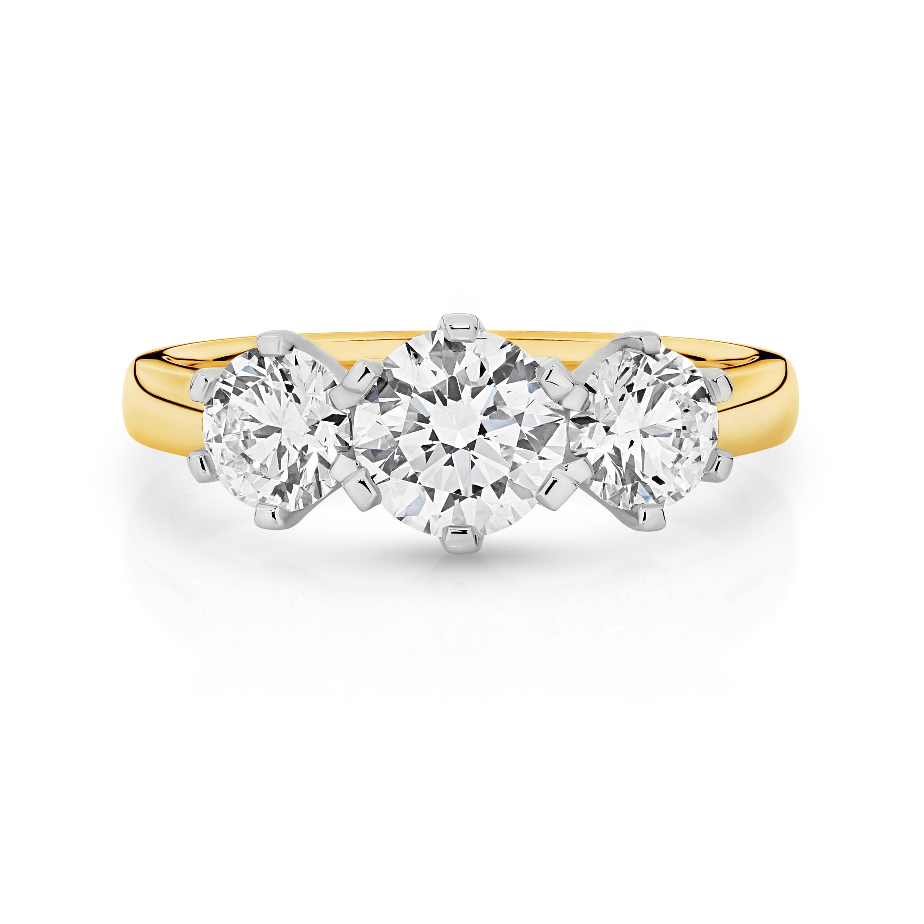 Charlotte Diamond Trilogy Round Brilliant Cut Engagement Ring