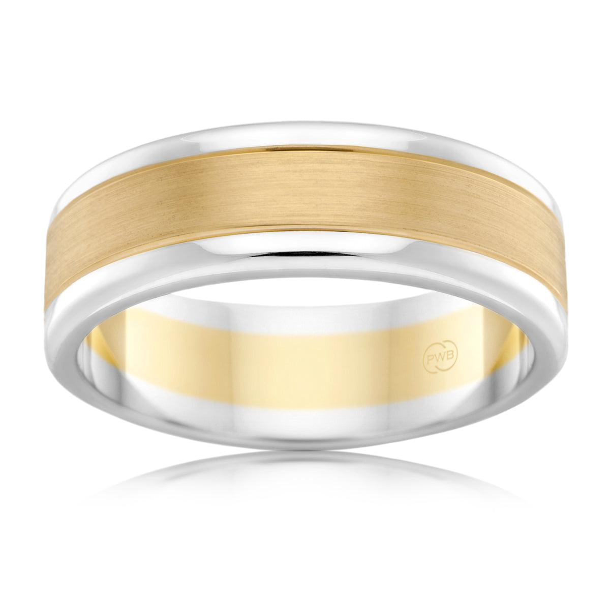 Classic Two Tone Rose & White Gold Brushed Centre Wedding Ring