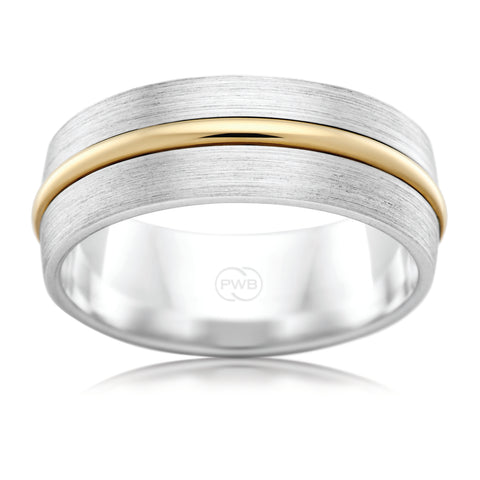 Brushed finish wedding ring with Polished highlight.
