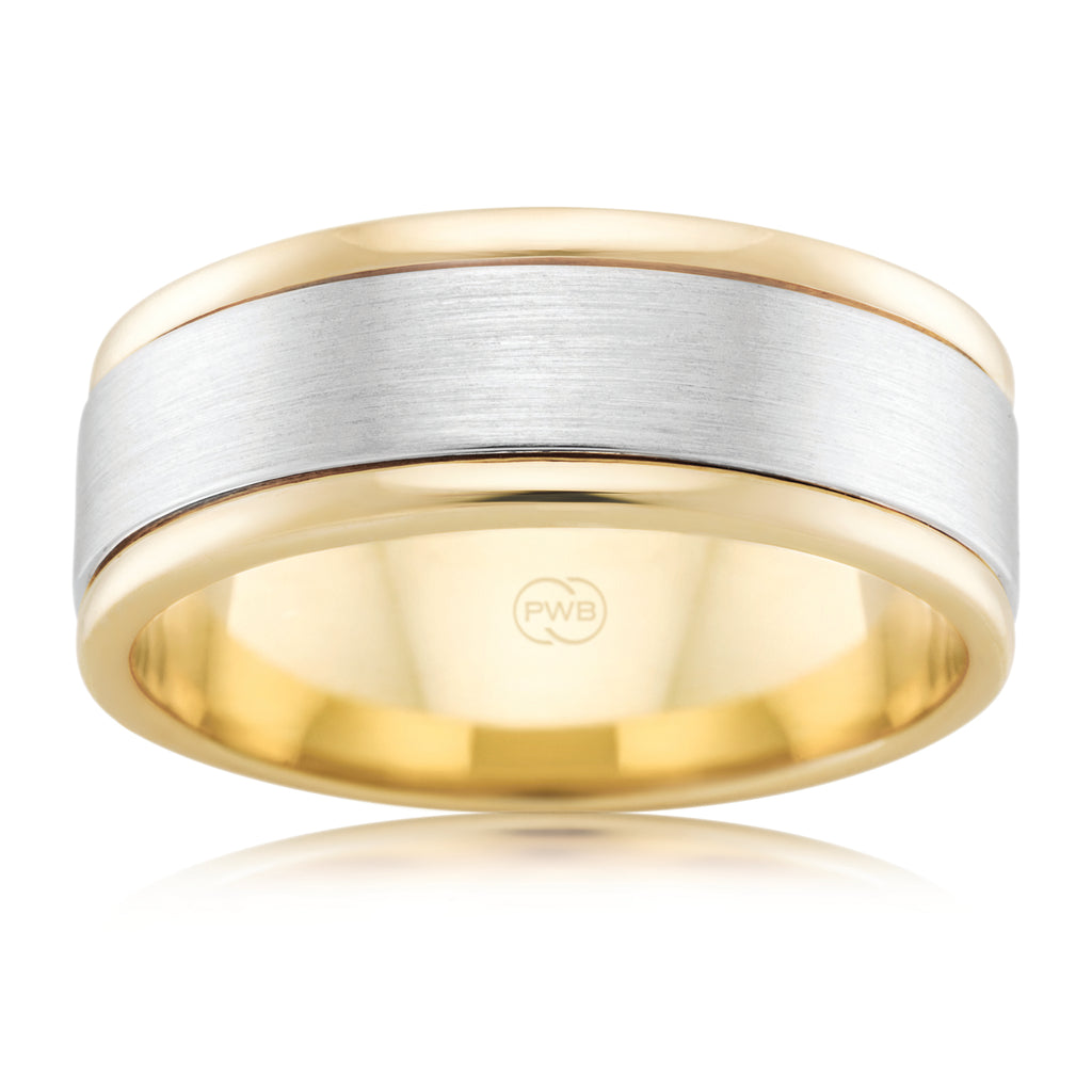 Two Tone Brushed Centre Wedding Ring