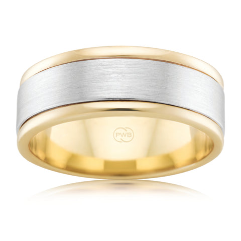 Two Tone Brushed Centre Wedding Ring