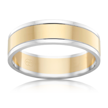 Two Tone Wedding Band With Brushed Centre