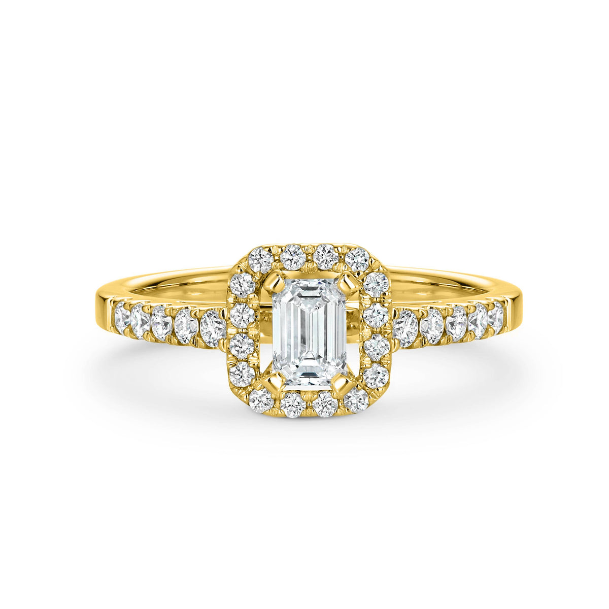 Ava Diamond Halo Emerald Cut Engagement Ring