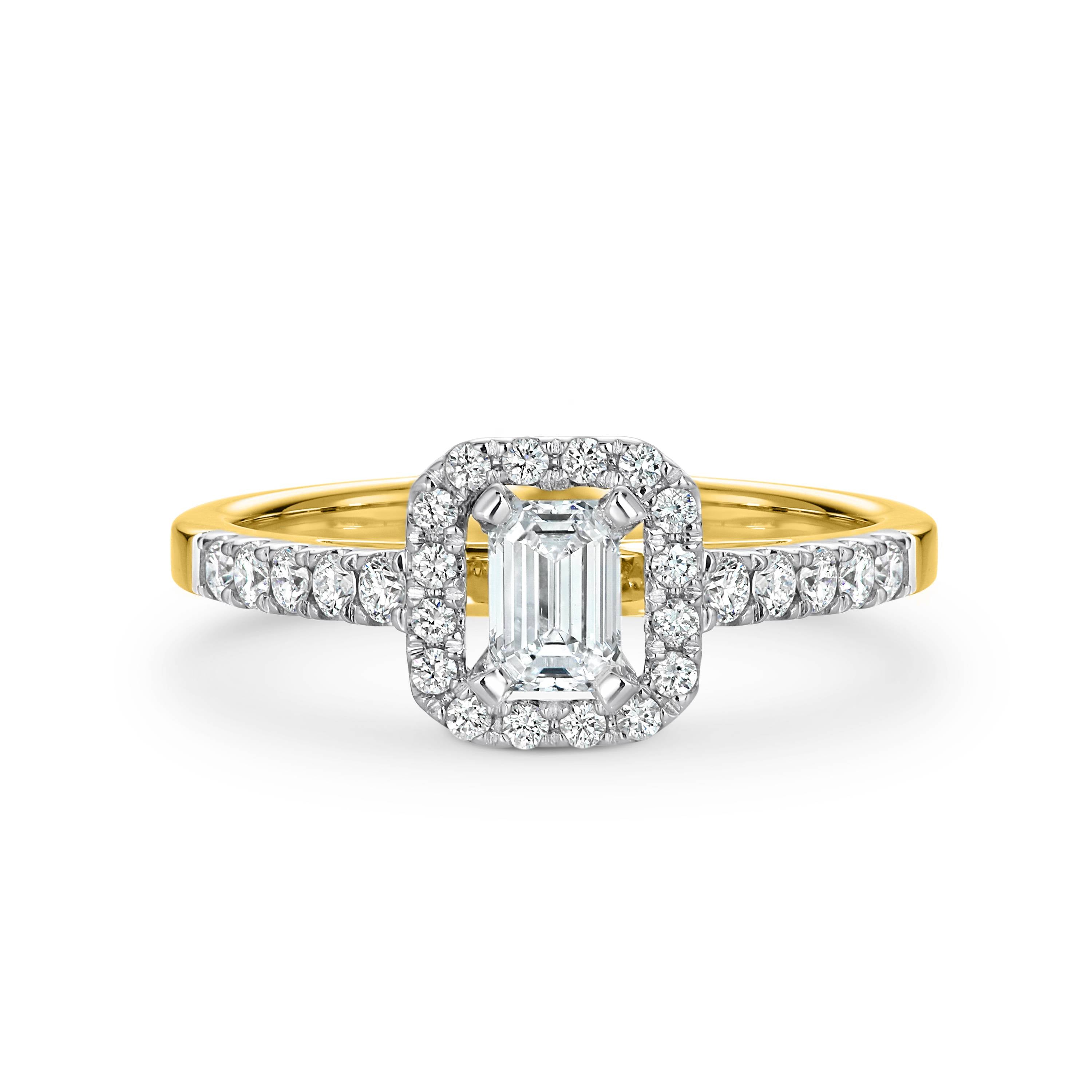 Ava Diamond Halo Emerald Cut Engagement Ring