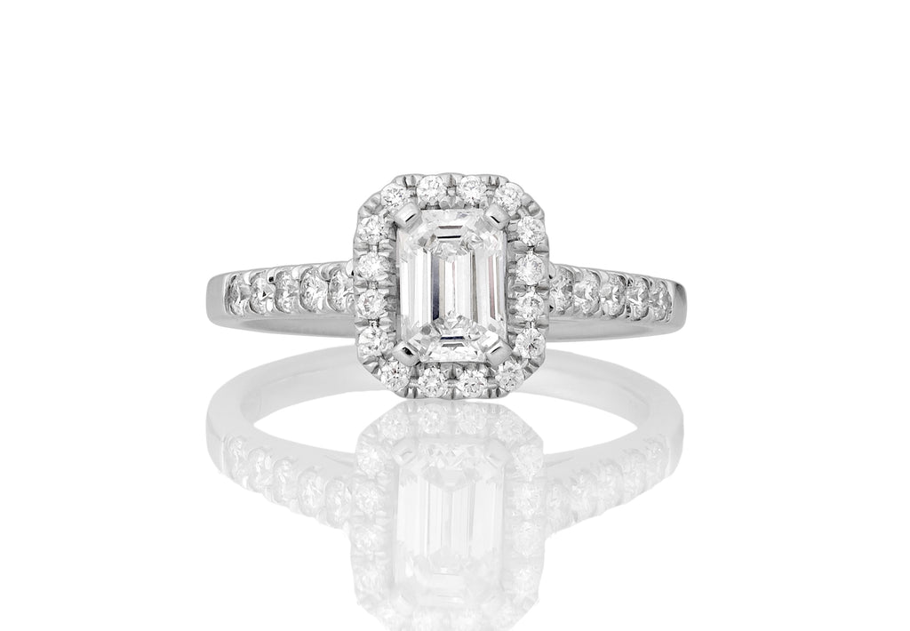 Ava Lab Grown Diamond Halo Emerald Cut Engagement Ring