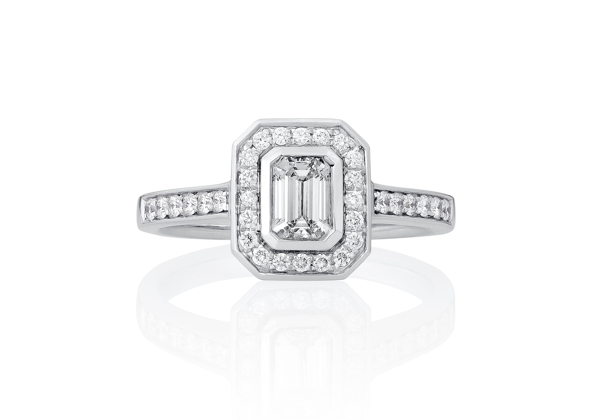 Verity Lab Grown Diamond Halo Emerald Cut Engagement Ring