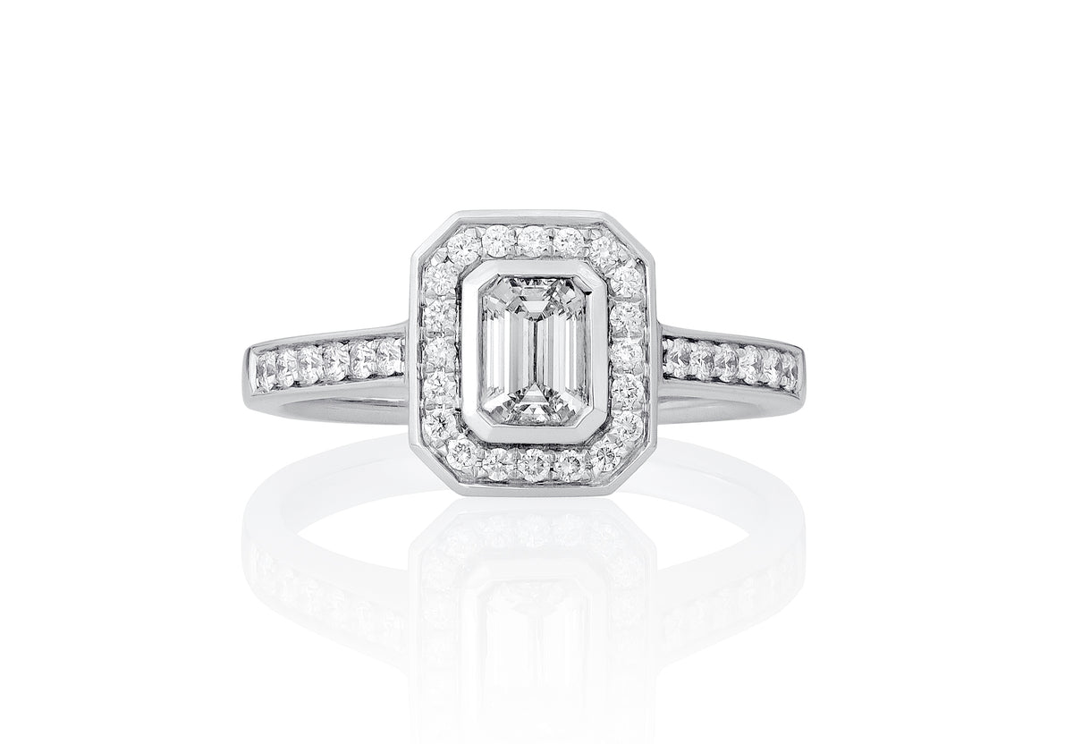 Verity Lab Grown Diamond Halo Emerald Cut Engagement Ring