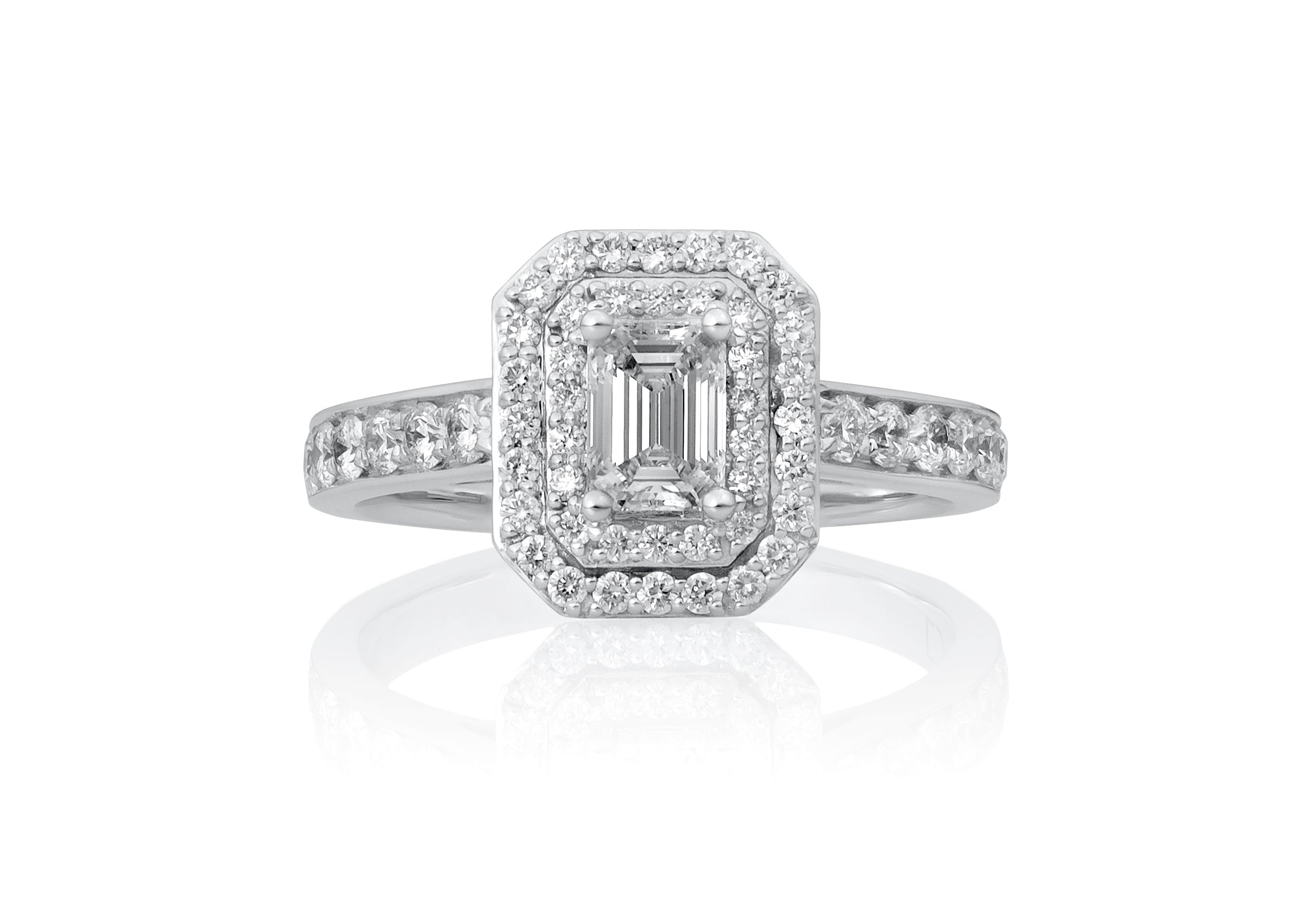 Florence Lab Grown Diamond Halo Emerald Cut Engagement Ring
