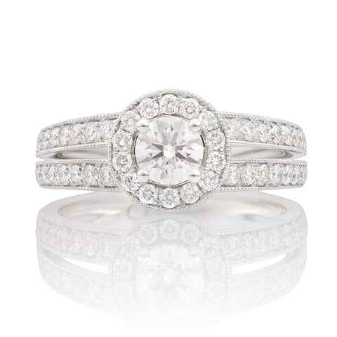 Robyn Natural Diamond Halo Round Brilliant Cut Engagement Ring