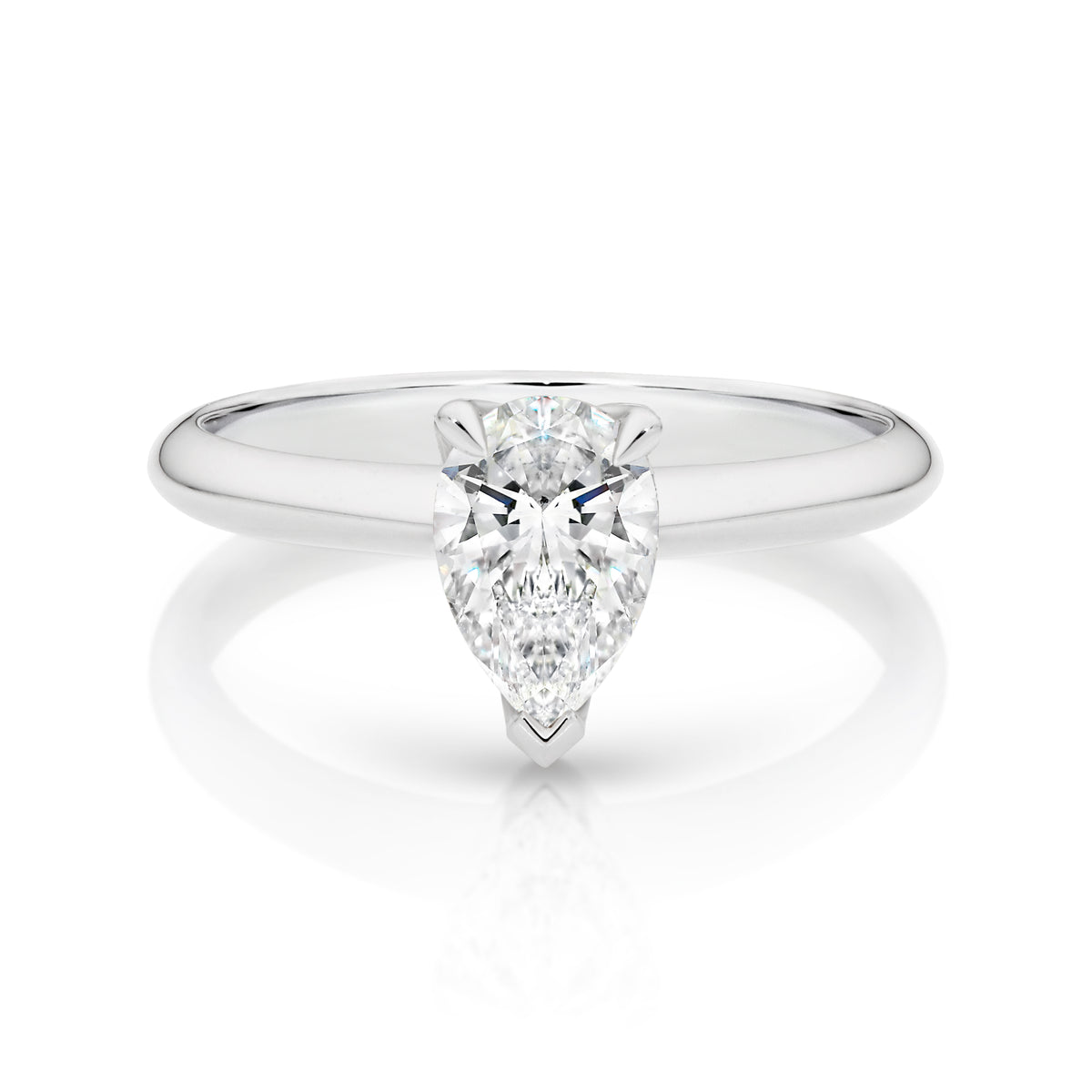 Rose Natural Diamond Solitaire Pear Cut Engagement Ring