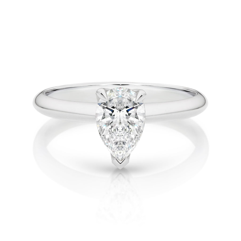 Rose Natural Diamond Solitaire Pear Cut Engagement Ring