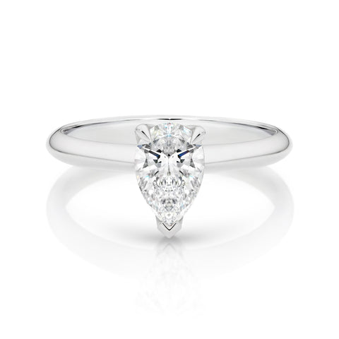 Rose Natural Diamond Solitaire Pear Cut Engagement Ring