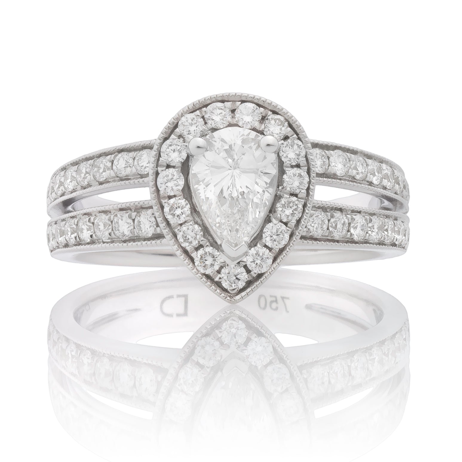 Alexandra Lab Grown Diamond Halo Pear Cut Engagement Ring