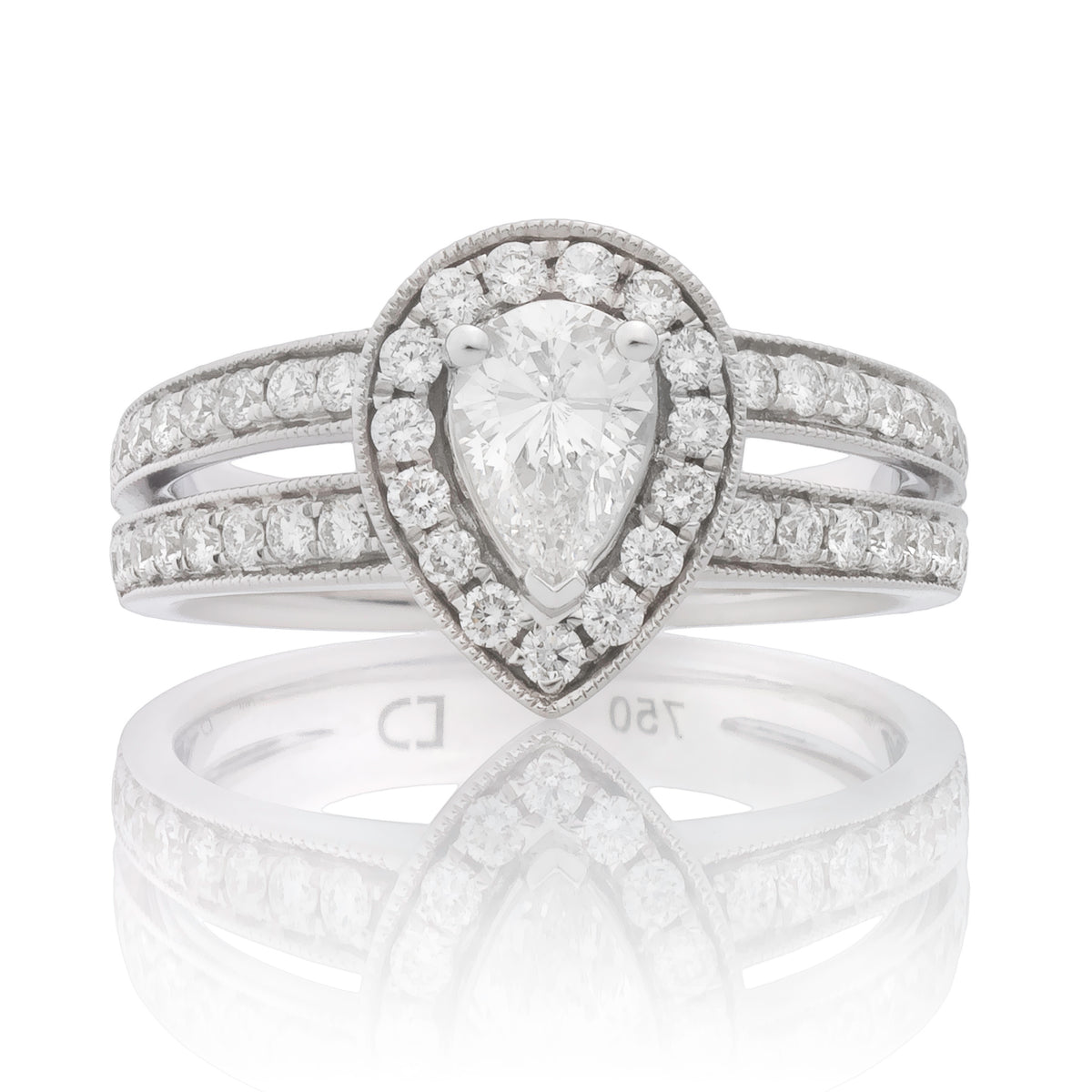 Alexandra Lab Grown Diamond Halo Pear Cut Engagement Ring